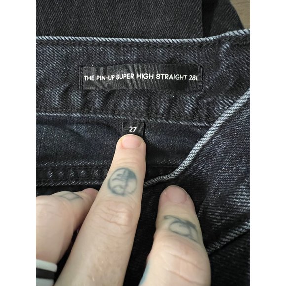 Denim forum the pin up‎ super high straight 28L black denim organic cotton sz 27 - Picture 5 of 8
